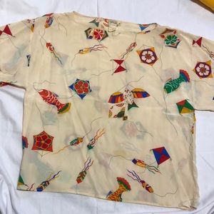 Vintage Japanese print silk top